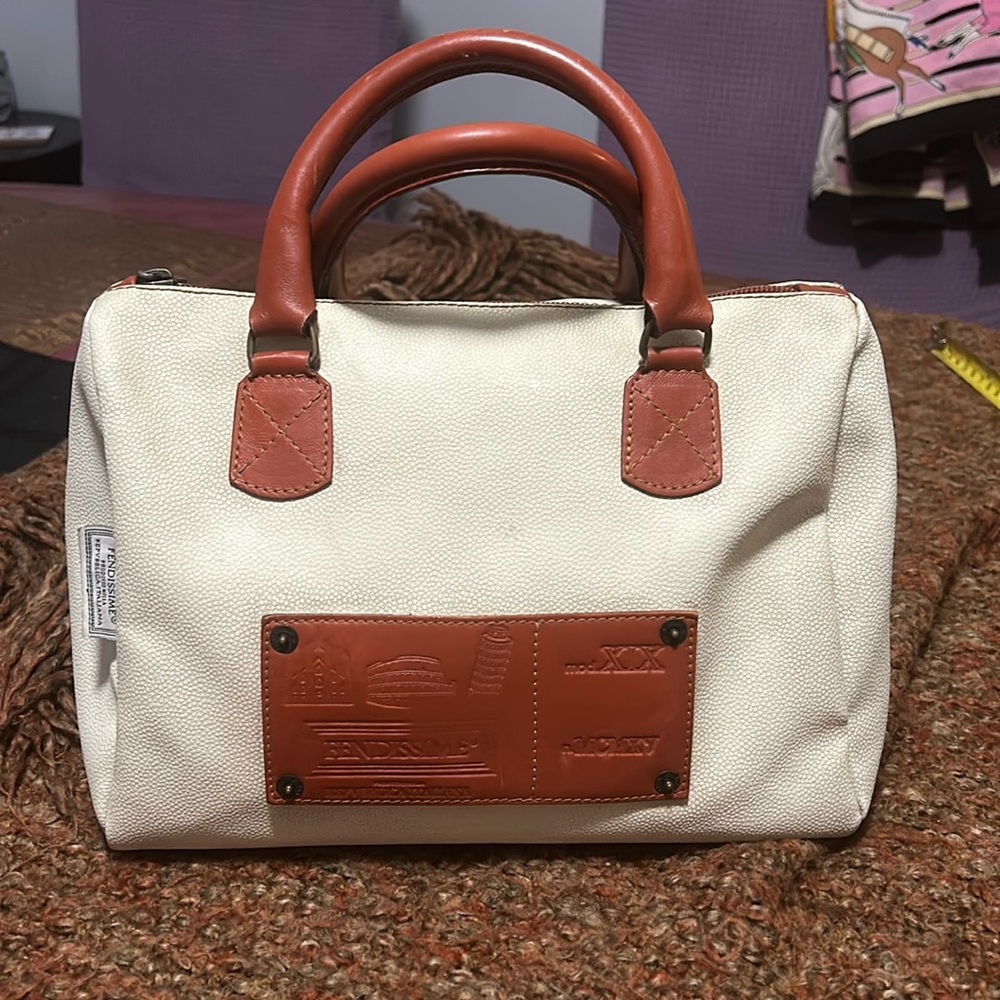 Elegant Cream and Tan Handbag